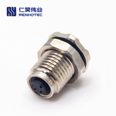 M5 Female Straight Solder Cable Front Mount Connector