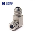M12 Female Plug Right Angled Metal Shell Field Wireable Connector