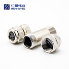 M8 Female Plug Straight Metal Shell Field Wireable Connetor