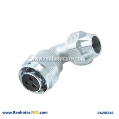 3 PIN AVIATION PLUG FEMALE ANGLED SCREW LOCKING RA20 WATERPROOF INDUSTRY CONNECTOR