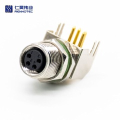 M8 Female Right Angle PCB Back Mount Connector