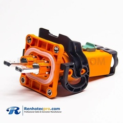 HVIL CONNECTOR 2 PIN SOCKET ORANGE PLASTIC 200A 8MM STRAIGHT A KEY COPPER ROW THROUGH HOLE