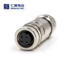 M12 Female Plug Straight Metal Shell S Field Wireable Connector