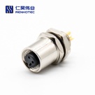 M5 Female Straight Solder Cable Back Mount Connector