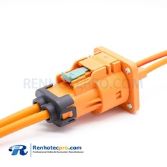 COAXIAL HIGH VOLTAGE CONNECTOR 23A PLASTIC STRAIGHT 2 PIN SOCKET AND PLUG FOR CABLE 4MM² 2.8MM