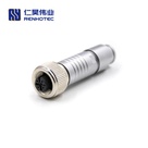 M12 Female Plug Straight Metal Shell Small Tail Size Field Wirable Connector