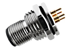 M12 Male Panel Mount, PCB Type, Front Fastened